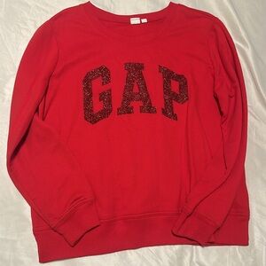 Gap crewneck sweatshirt red with glittered gap letter size large